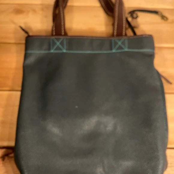 CHALA Paw Prints Tote Handbag Purse Dog Bone Bag Blue and Brown - Picture 6 of 11